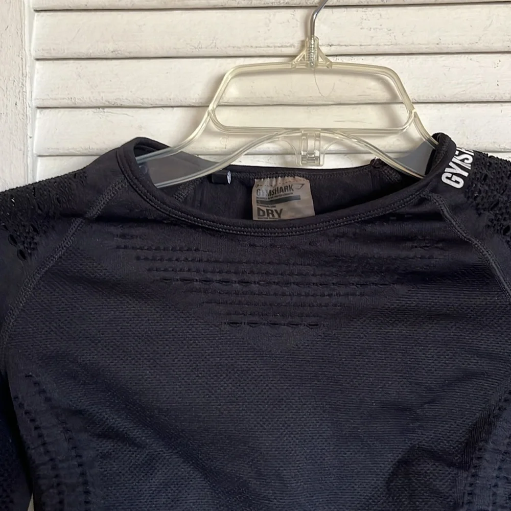 Gymshark Flawless Knit Long Sleeve Crop Top Black Sz S - Picture 2 of 11
